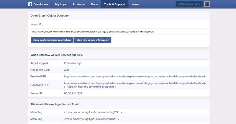 Open Graph Facebook Debugger